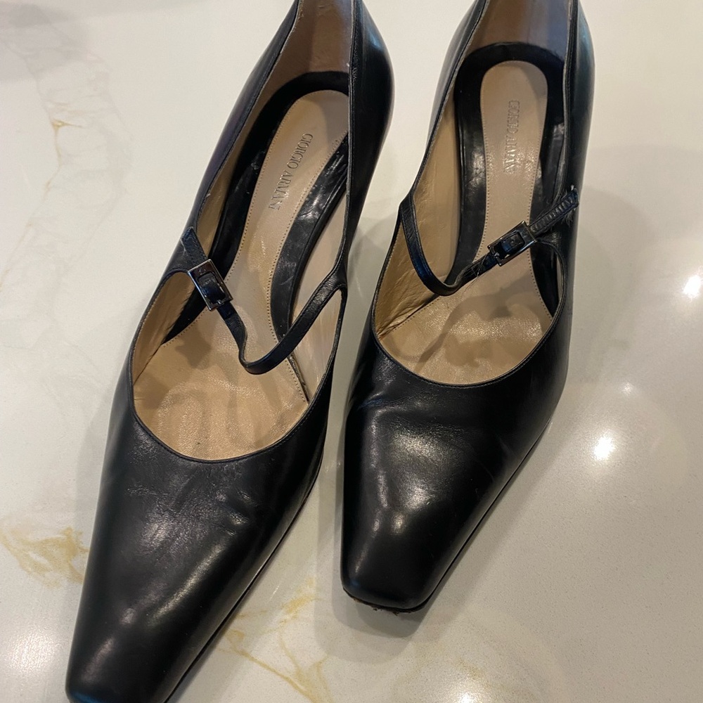 Giorgio Armani Black Leather Heels